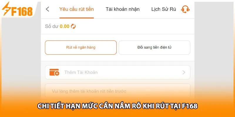 Chi tiết hạn mức cần nắm rõ khi rút tại F168